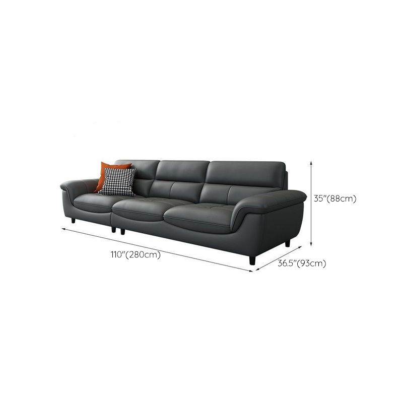 Modern 34.64" H Genuine Leather Pillow Top Arm Sofa for Living Room