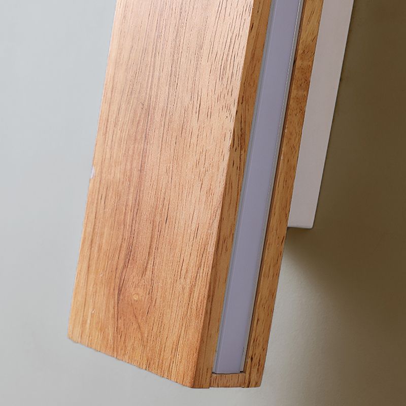 Rectangle Shape Wall Lighting Modern Style Wood 1 Light Sconce Lamp for Living Room
