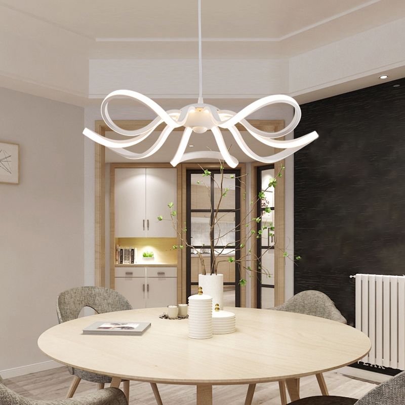 Flower Chandelier Lighting Minimalist Acrylic Restaurant LED Pendant Light in White