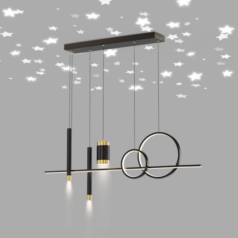 6/7-Light Contemporary Black Kitchen Island Lighting LED Ceiling Light for Bedroom