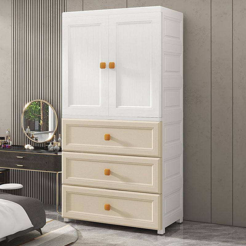 Bedroom Plastic Cabinet with Hinged Doors Matte Finish Modern Storage Cabinet