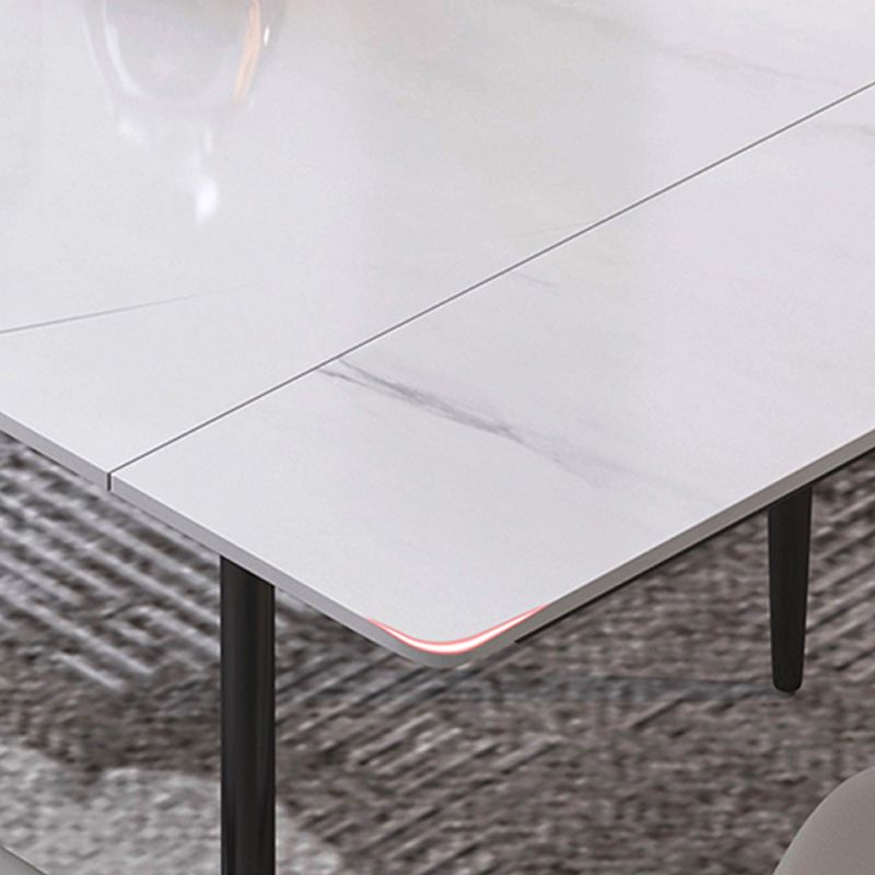 Modern Dining Table Rectangle Extendable Black Frame Dining Table for Dining Room