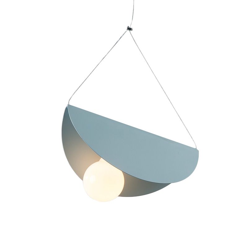 Black/Grey/Black Curved Hanging Lighting Contemporary 1 Light Metal Suspension Pendant for Bedroom
