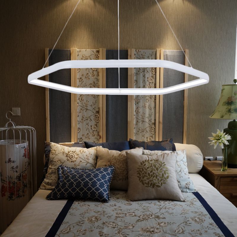 Costilla hexagonal de nivel sencillo Simplicidad acrílica 1/2/3 lámpara colgante de LED en negro/plateado/blanco