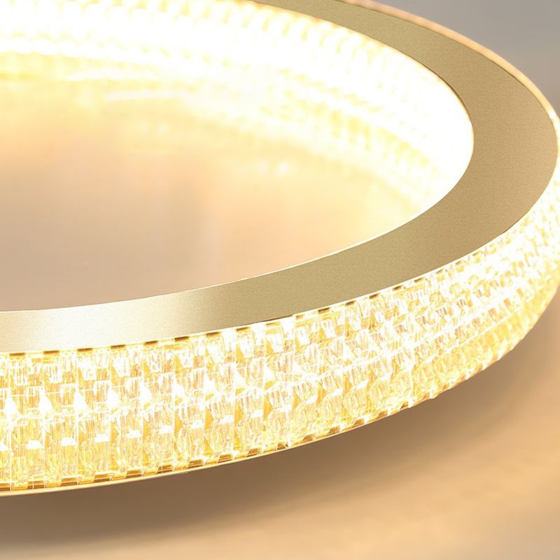 Gold Round Ceiling Mount Light LED Ceiling Light with Acrylic Shade for Bedroom