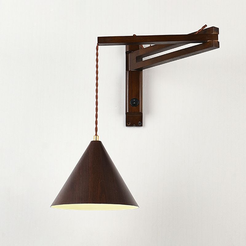 Cone Shape Wood Vanity Lamp Modern Style 1 Light Vanity Light Fixture