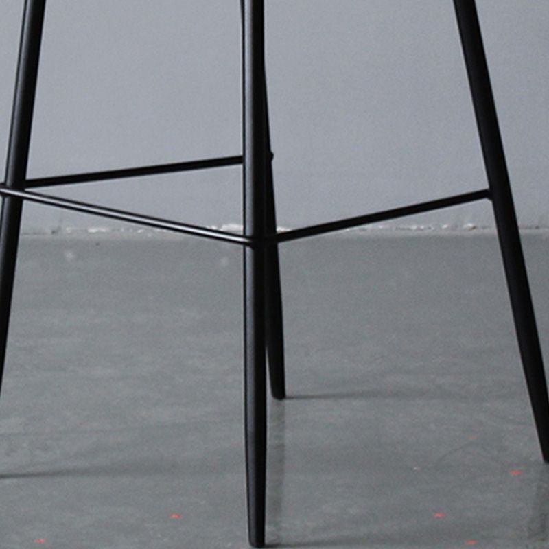 Modern Backrest Armless Counter Stool Iron Cafe Bar High Stool with Leather Cushion