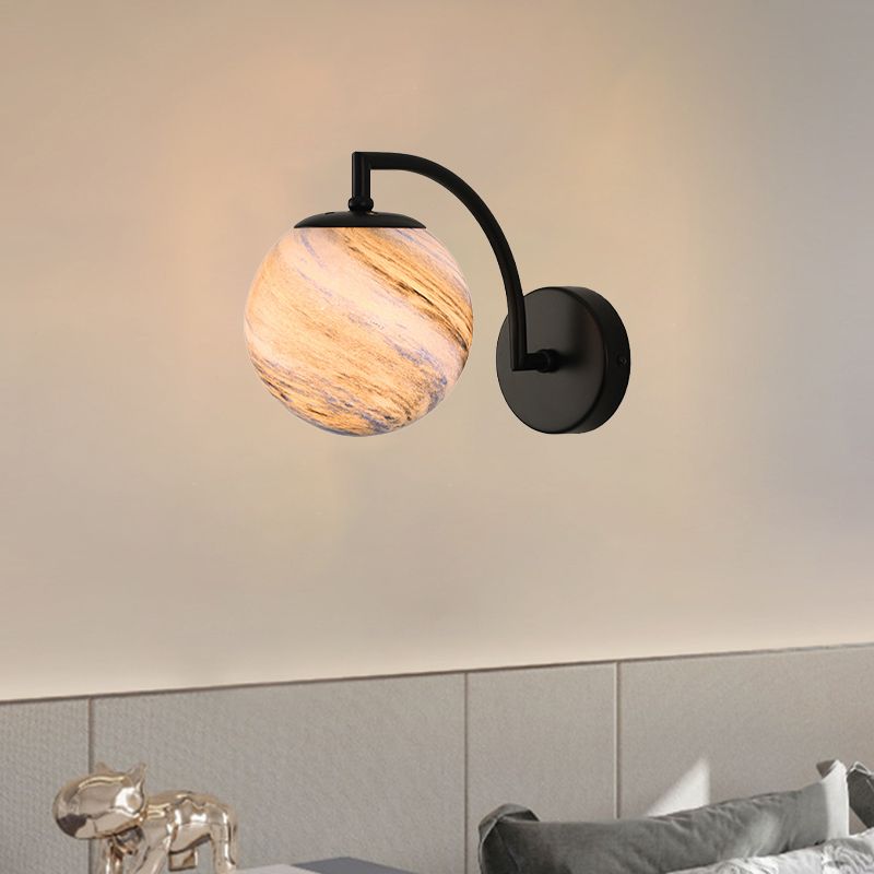 Contemporary Wall Sconce Globe Glass Wall Light Fixture for Bedroom