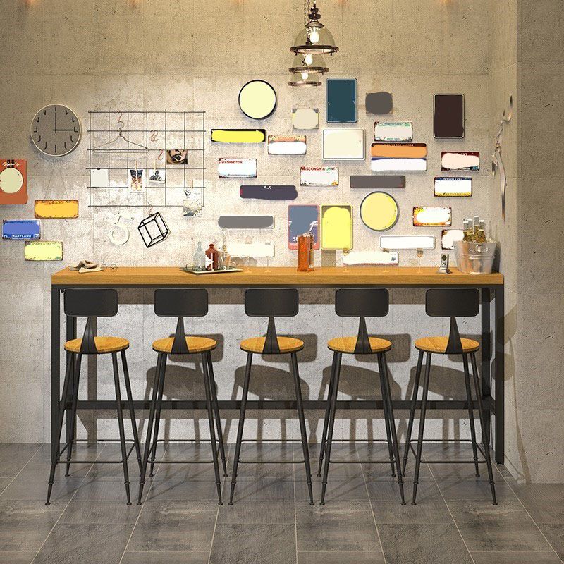 Industrial Style 1/6/11 Pieces Bar Table Set Rectangle Pine Wood Counter Table for Cafe