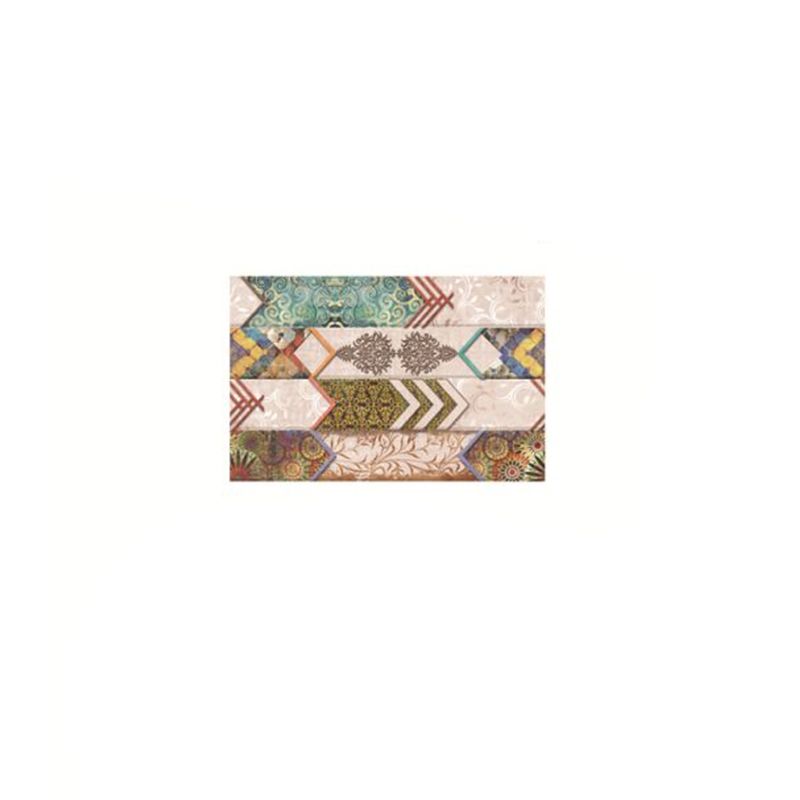 Bohemia Chevron Tiles Wallpaper Panel PVC Adhesive Brown-Green-Yellow Wall Decor for Bathroom