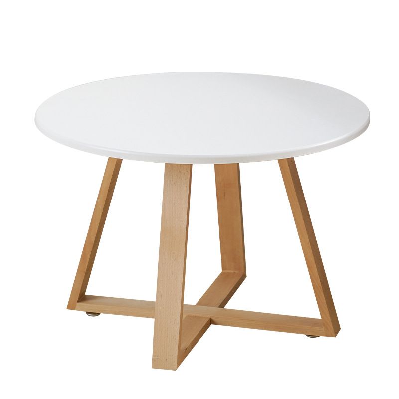 Modern Style Round Wood Coffee Table Cross Legs Cocktail Table
