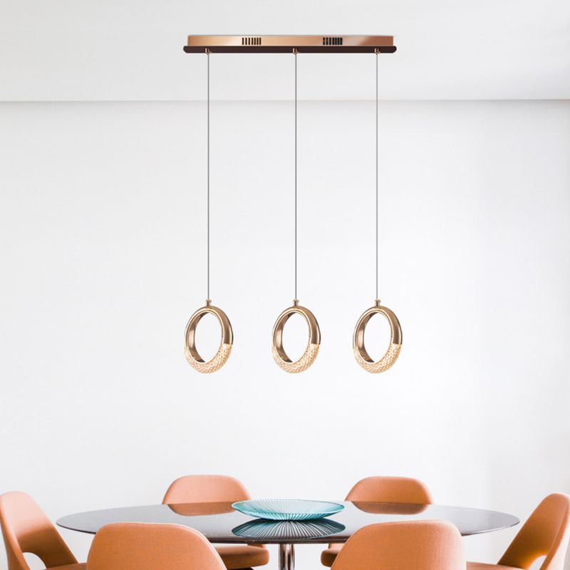 Gouden vergulde ring hanger minimalistisch LED -acryl suspensielamp voor eetkamer
