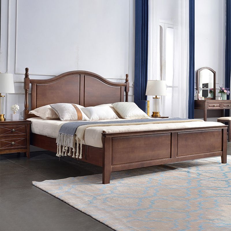 84.65 inch Wide Rustic Bed Frame Rubberwood Bed with Headboard