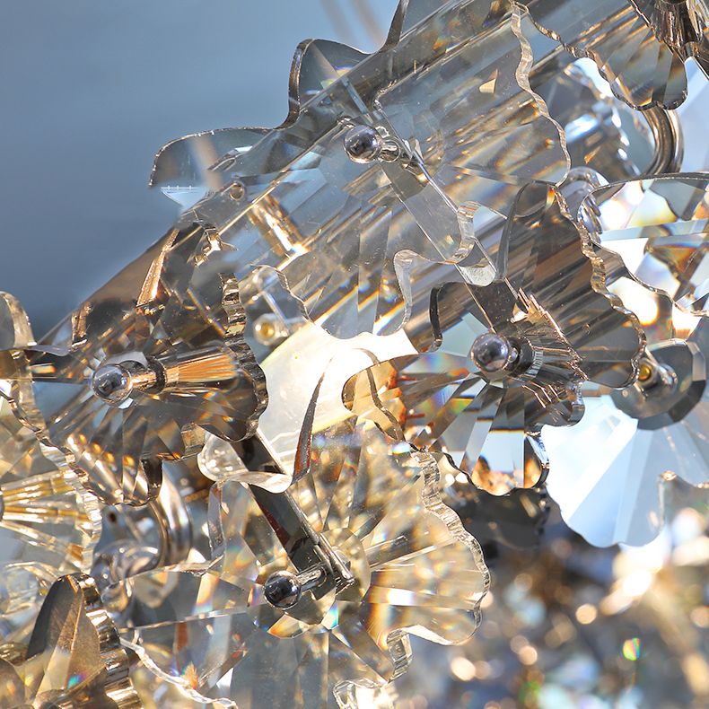 Flowering Butterfly Shape Crystal Circular Pendant Lamp for Living Room Bedroom