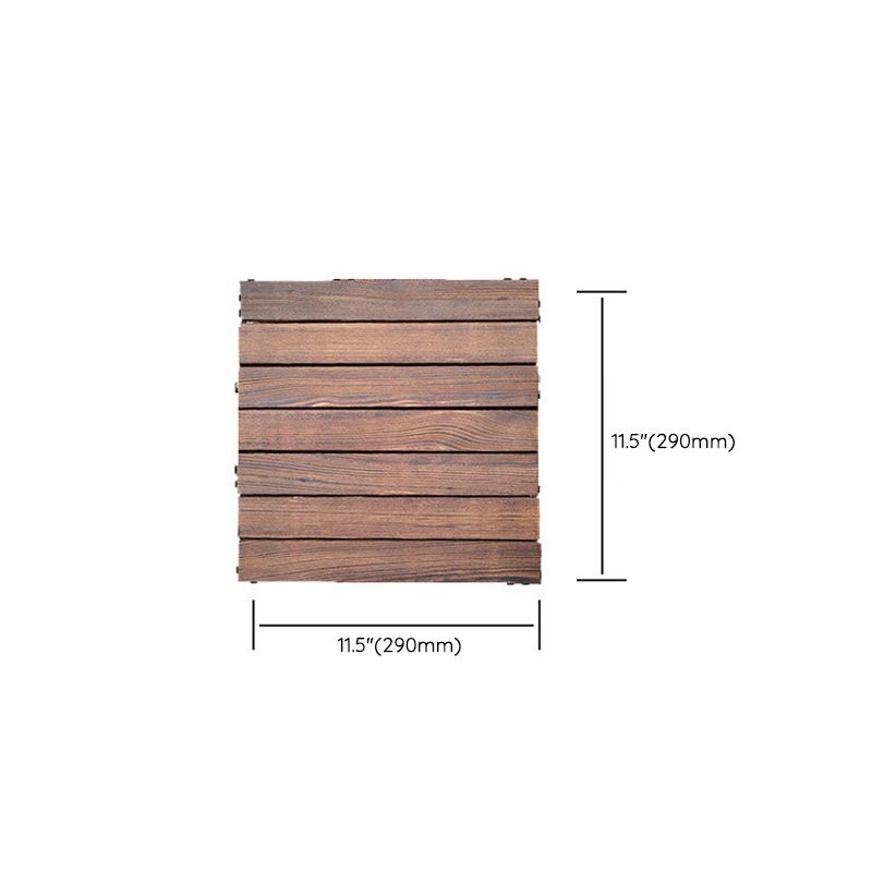 7-Slat Square Wood Patio Tiles Snap Fit Installation Outdoor Flooring Tiles