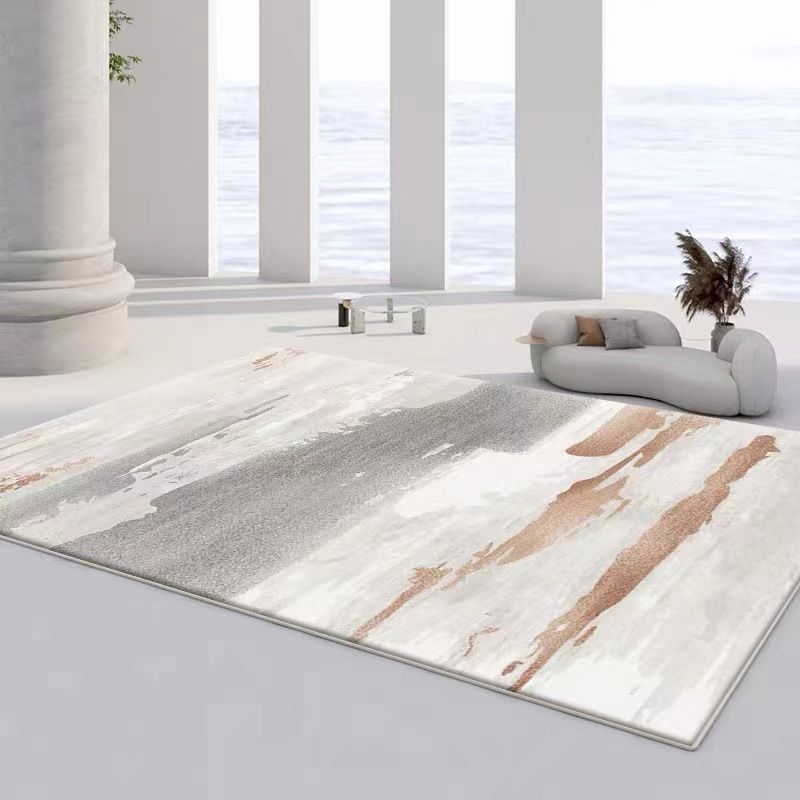 Light Grey Modern Carpet Polyester Graphic Area Carpet Washable Carpet for Home Decor
