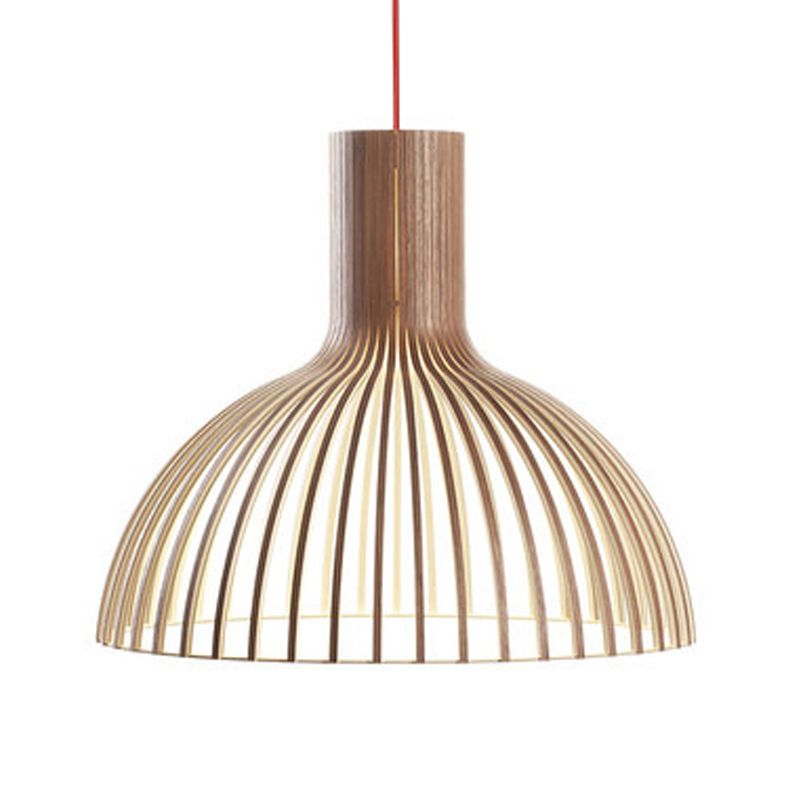 Wood Geometric Shape Pendant Light Modern Style 1 Light Pendant for Living Room