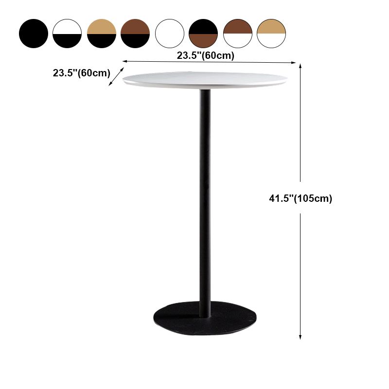 Modern Round Bar Dining Table Indoor Wood Top Bar Height Table Metal Base 42-Inch Top