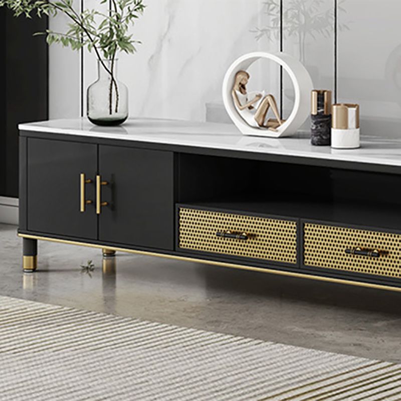 Open Storage Media Console TV Stand Stone TV Stand with 2 Drawers