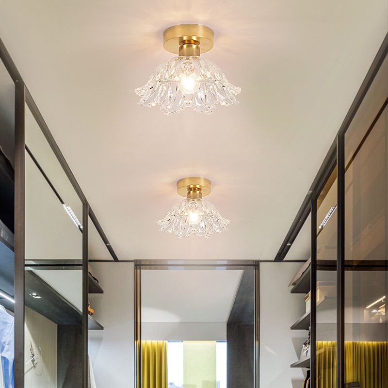 Multi-fosses contemporaines Verre de luminaire luminaire 1 Light Flush Mount Lights in Gold