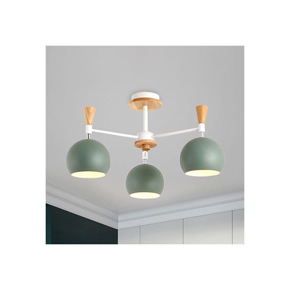 Chic Modern Hanging Chandelier with Dome 3 Bulbs Metal Hanging Pendant Fixture for Dining Room
