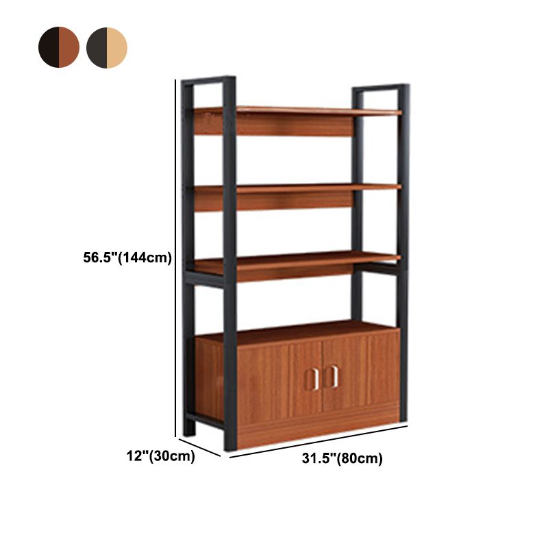 Industrial Etagere Bookshelf Steel Frame Manufactured Wood Shelf Bookshelf with Door