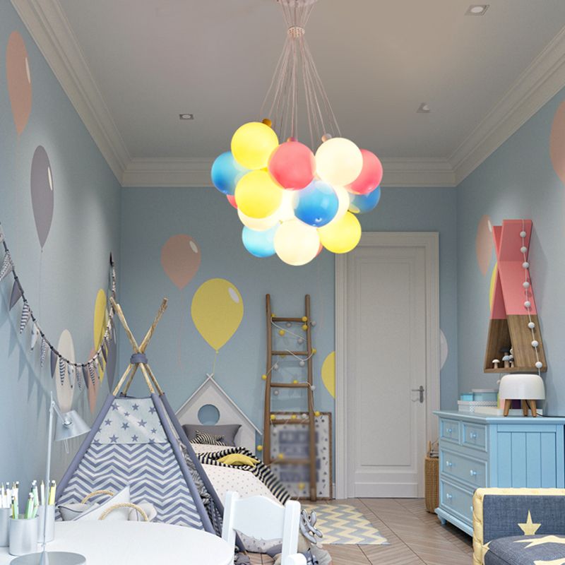 Balloon Colored Chandelier Light Simplicity Acrylic Pendant Light for Child Room