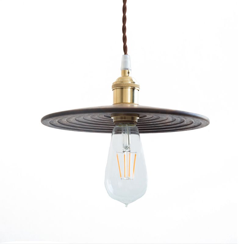 Flying Saucer Wooden Hanging Lighting Nordic 1 Bulb Pendant Light for Dining Room