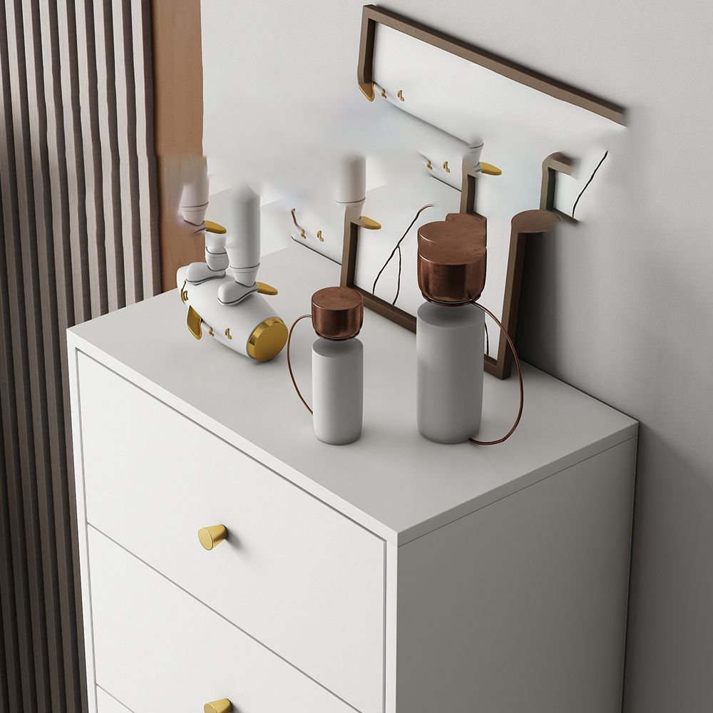 Vertical Glam Storage Chest Wooden Soft-Close Drawers Dresser with Metal Feet