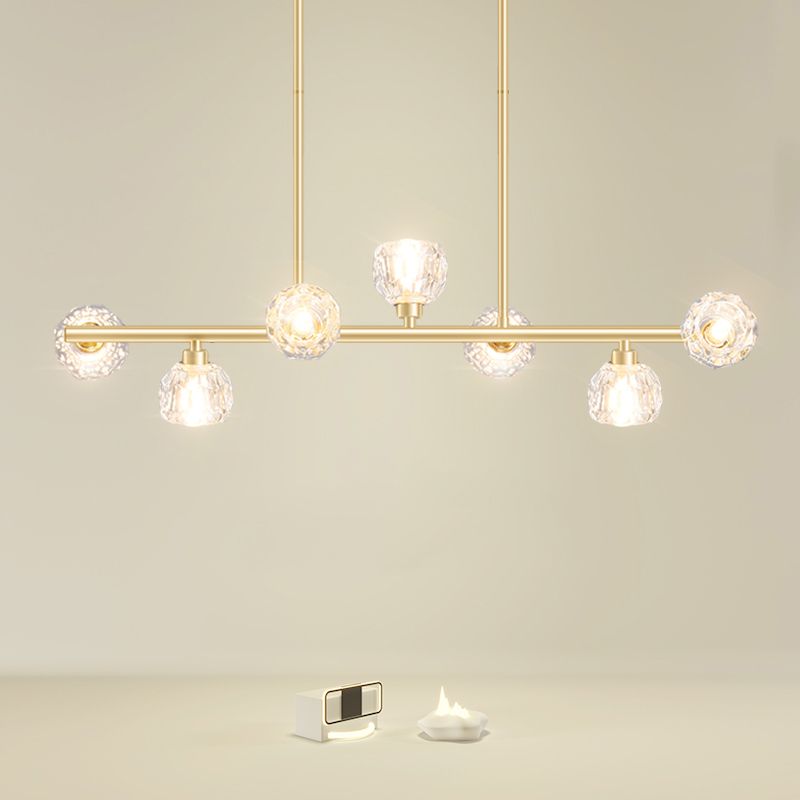 Modern Kitchen Pendant Lights Spherical Glass 7-Light Island Pendant Lights
