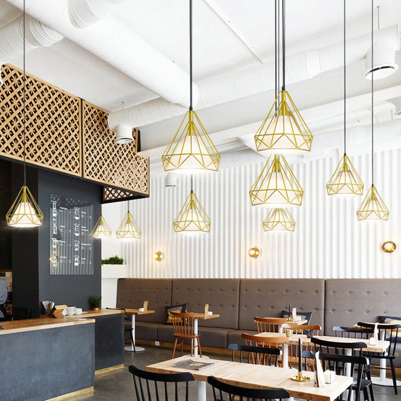 Diamond Iron Cluster Custing Lighting Post-Modern Restaurant Hanging Lamp in oro