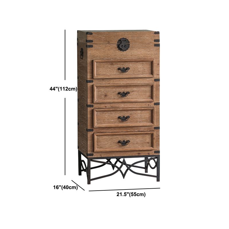 Mid-century Modern Wooden Rectangle Iron Legs Accent Cabinet with Drawer