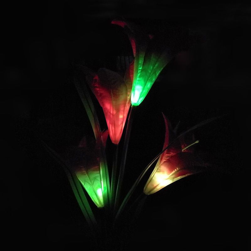 Artificial Lily LED Landscape Light Modern Plastic 4 Heads Courtyard Solar Ground Lighting