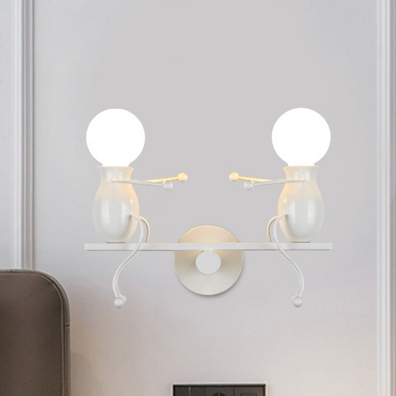 Schwarz/weiß/rote kindliche Wandhalterung Lampe Kinder 2 Köpfe Metallwandleuchte mit Wippearm