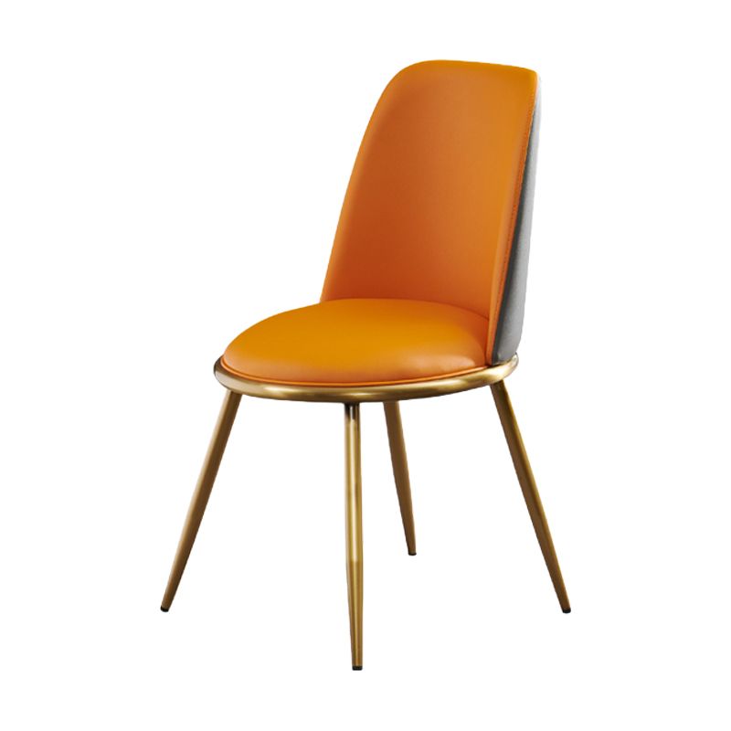 Glam faux lederen eetkamerstoel armloze metalen eetkamerstoelen voor thuisgebruik