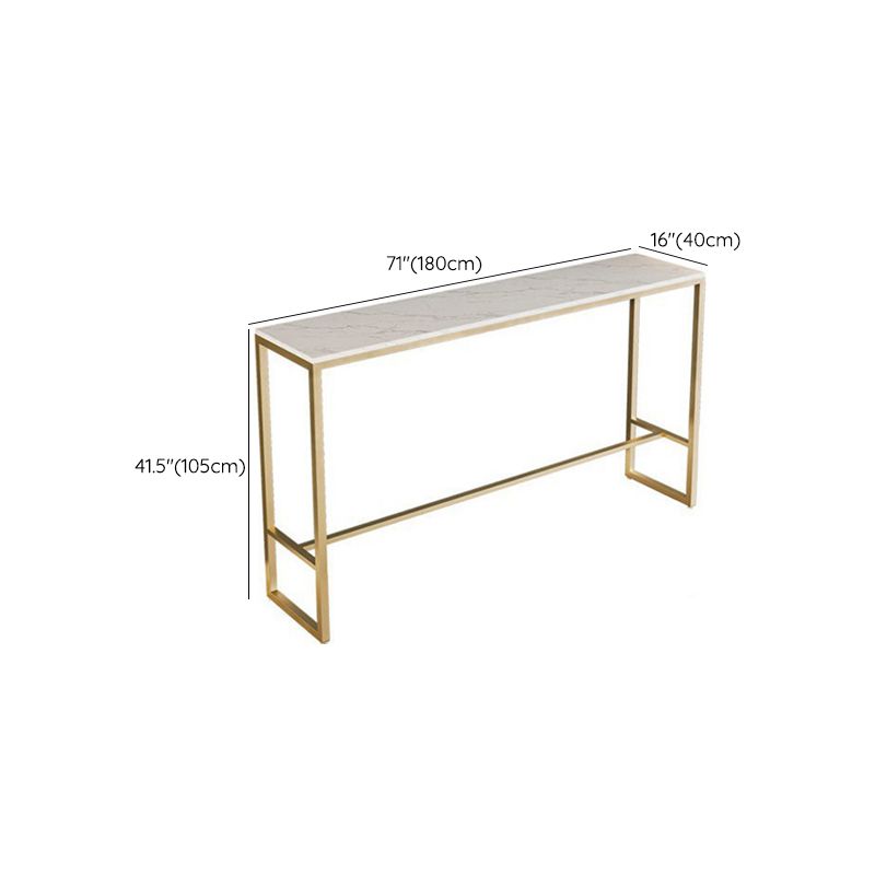 Faux Marble Bistro Bar Table Rectangle Trestle Bar Table for Living Room