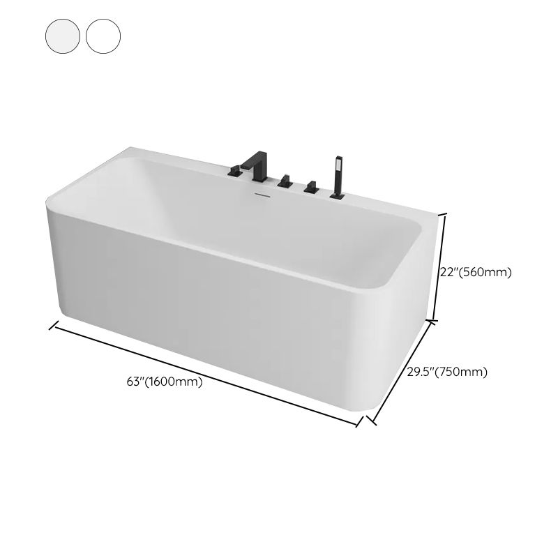 Stone Soaking Tub Antique Finish Rectangular Back to Wall Bath