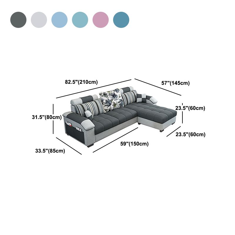 Modern Square Arm Sectionals 31.5"H High Back Sofa with Storage