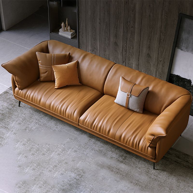 Modern Genuine Leather Living Room Cushions Pillow Top Arm Settee