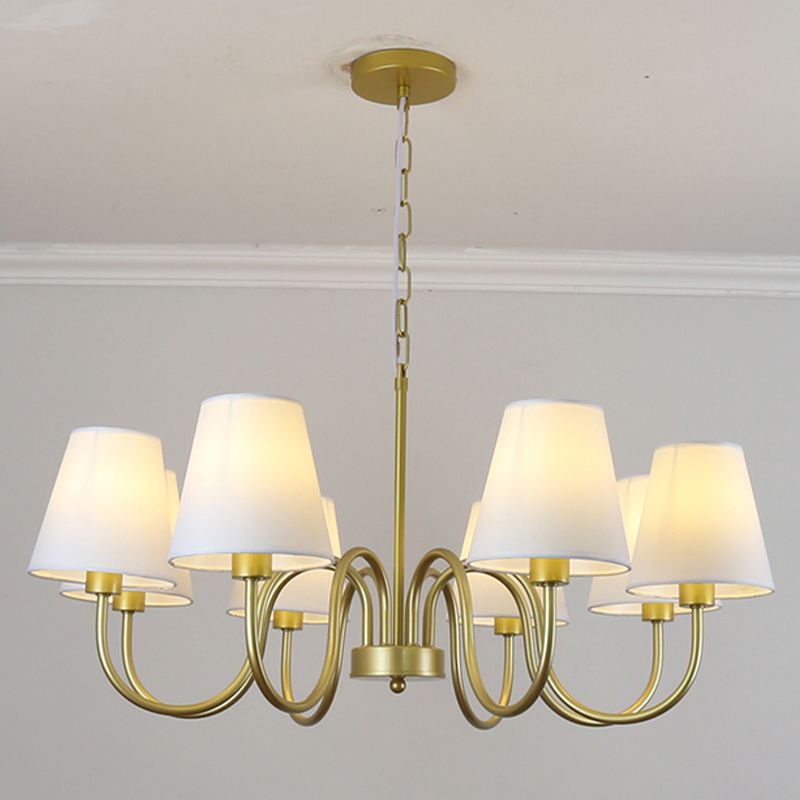 Traditional Style Chandelier Light Fabric Shade Lighting Fixture for Living Room
