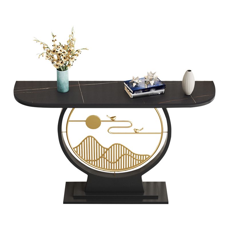 Marble/metal Half Moon Glam Scratch Resistant Abstract Console Table