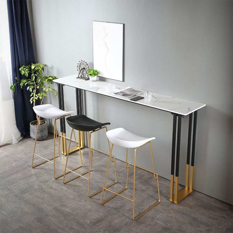 Glam Rectangle Bar Table Set 1/2/3/4 Pieces Faux Marble Pub Set for Dining Room