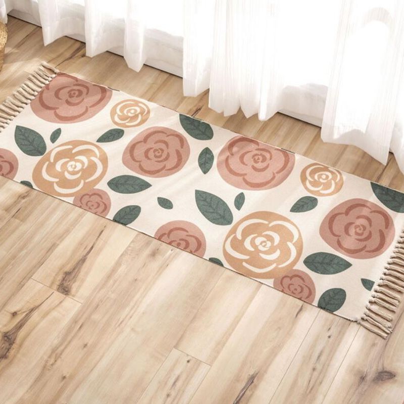 Vintage-Boho-Teppich mit mehrfarbigem Geo-Muster, maschinenwaschbarer, schmutzabweisender Teppich mit Fransen für den Raum