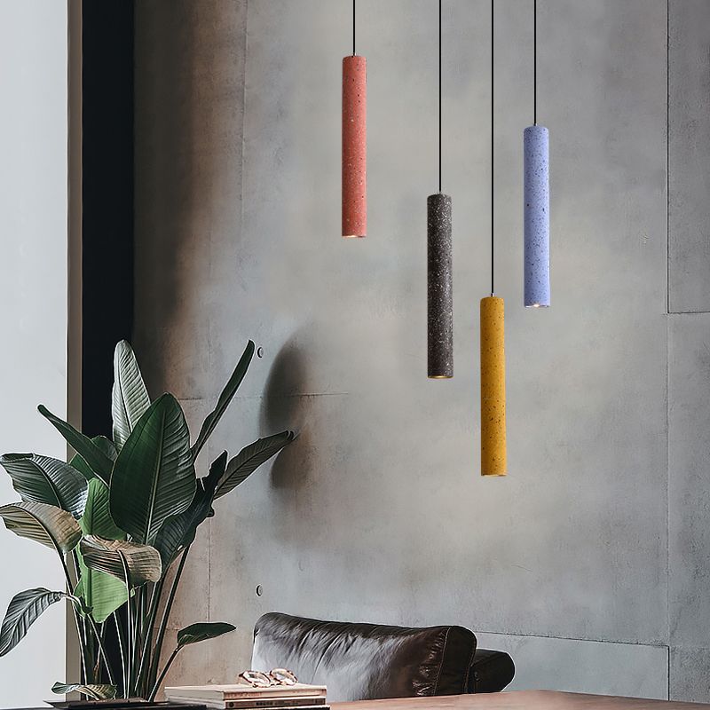 Nordic Modern Cylindrical Shape Pendant Light Concrete Small Suspension Light  for Living Room