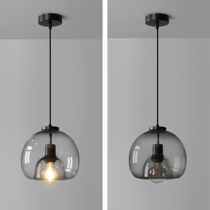 Glazen zwarthangende lamp in moderne artistieke stijl Iron Globe Hanglamp voor eetkamer