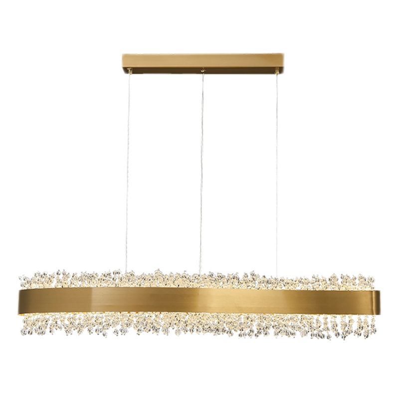 Modern LED Island Lamp Kitchen Dining Room Stainless Steel Crystal Hanging Lamp Fixture