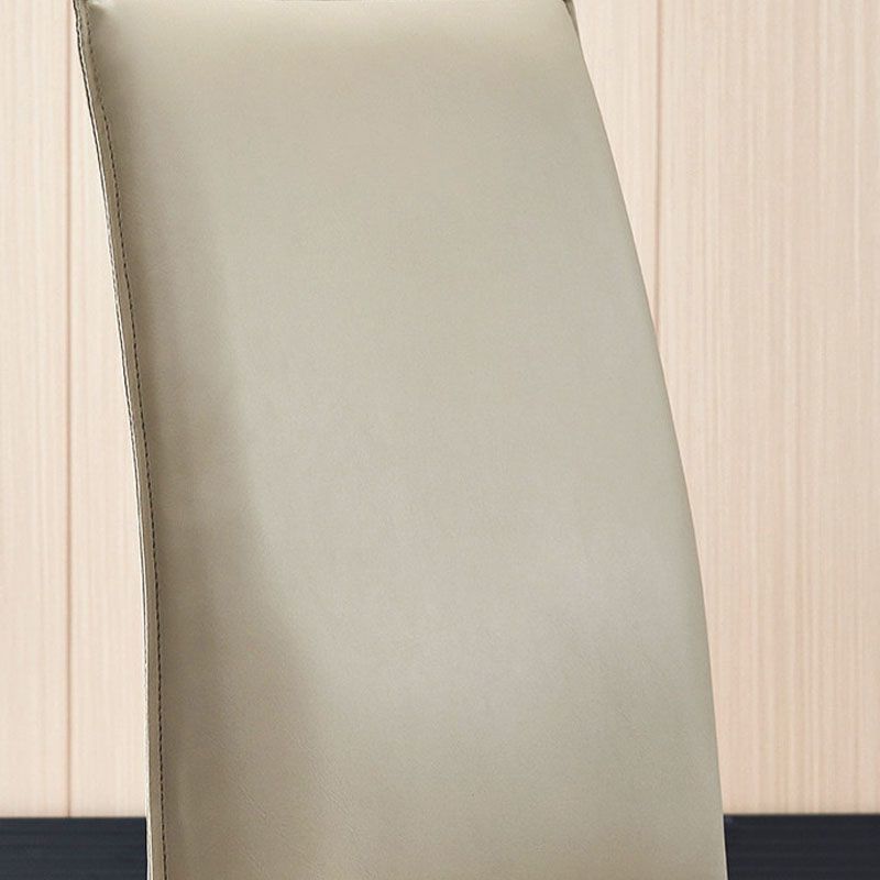 Contemporary Metal Kitchen Dining Chair Faux Leather Side Chair