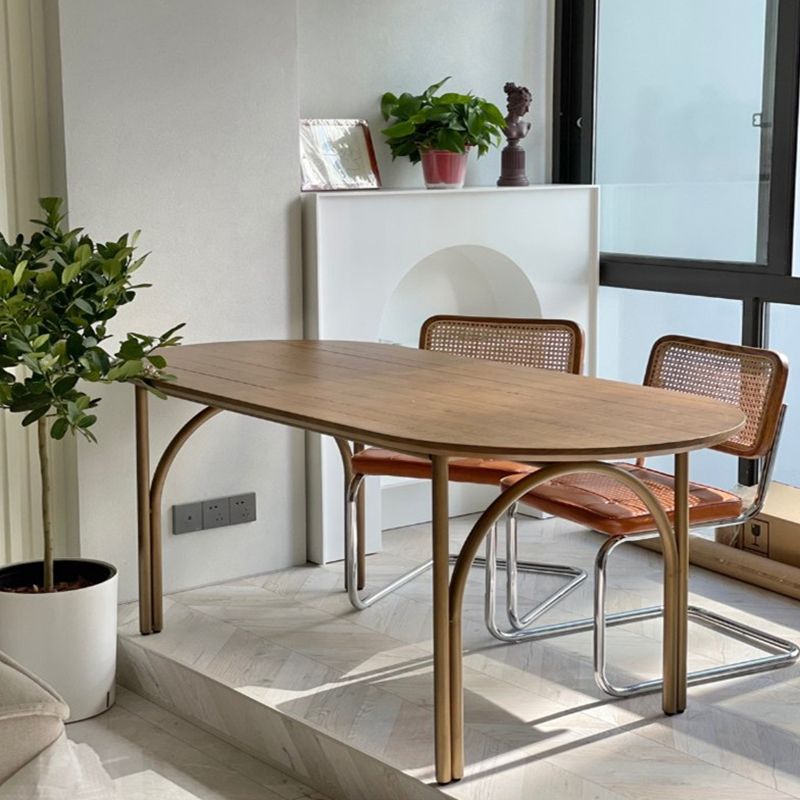 Mesa moderna de madera de pino para restaurante, mesa de comedor interior ovalada con 4 patas