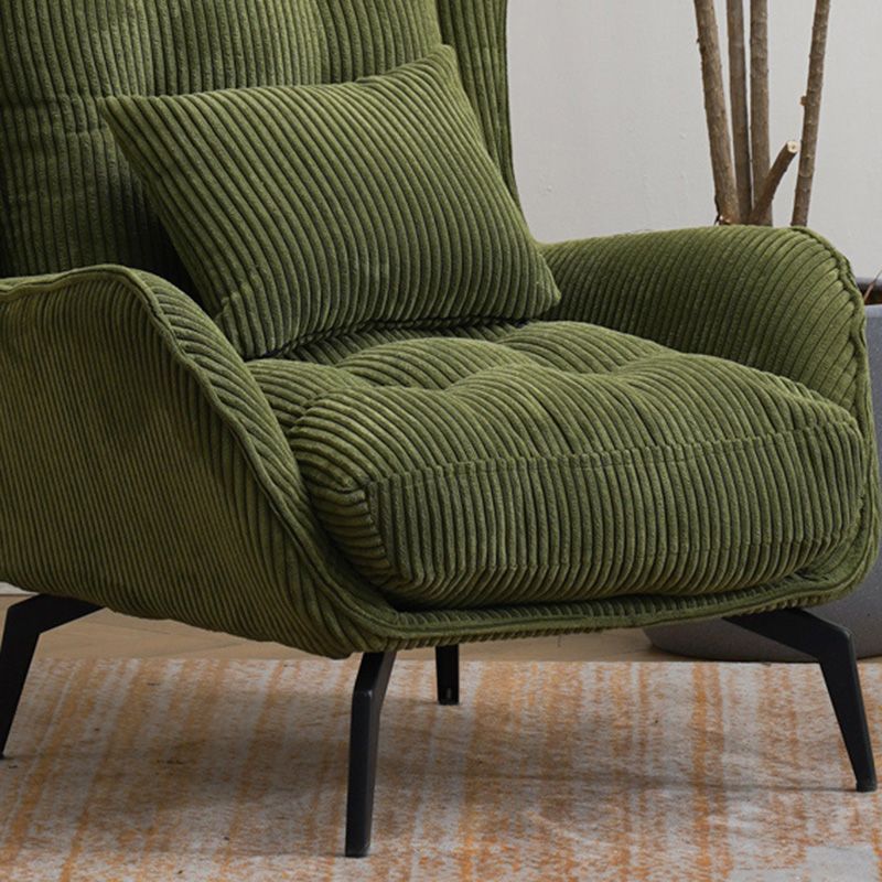 Modern Accent Chair Solid Color Corduroy Tufted Back Basic Four Leg Chair