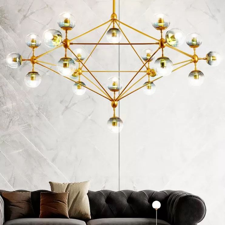 Geometric Chandelier Contemporary Metal 10/15/21 Lights Brass/Gold/Rose Gold Hanging Light for Living Room